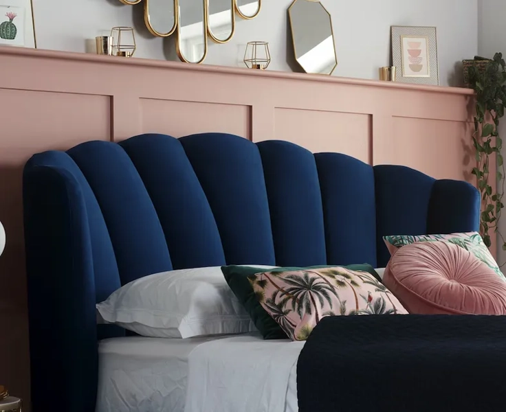 Como Blue Upholstered Ottoman Bed Frame